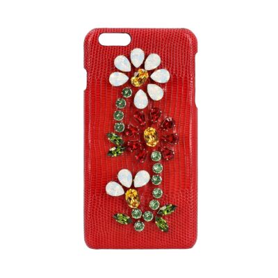 Product DOLCE & GABBANA Leather Embellished iPhone 7 Plus Cover Red