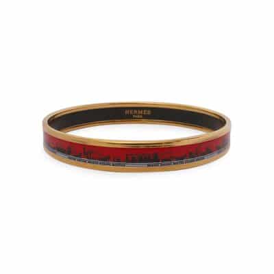 Product HERMES Enamel Horse & Carriage Bangle Red
