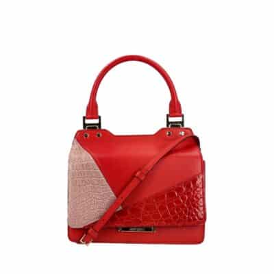 Product JIMMY CHOO Leather/Croc Embossed Amie Top Handle Bag Red