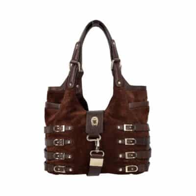 Product JIMMY CHOO Leather/Suede Bardia Buckle Shoulder Bag Brown
