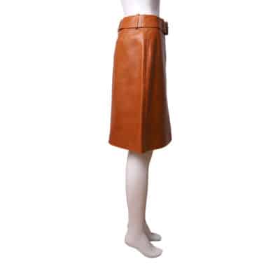 Product CELINE Leather Belted Skirt Brown