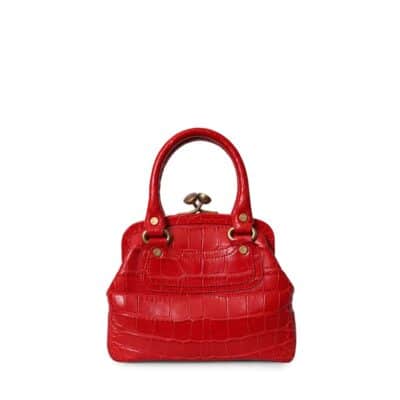 Product CELINE Vintage Croc Embossed Mini Top Handle Bag Red