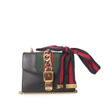 Product GUCCI Leather Mini Sylvie Shoulder Bag Black