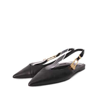 Product VERSACE Leather Crystal Safety Pin Sling Back Flats