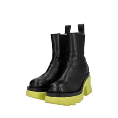 Product BOTTEGA VENETA Leather Flash Chelsea Boots Black/Neon Green