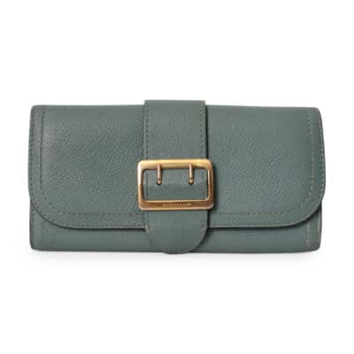 Product BURBERRY Leather Buckle Flap Wallet Green