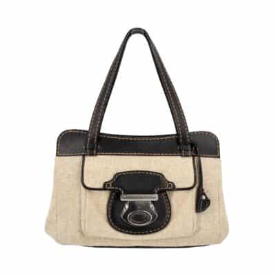 Product TOD'S Leather/Canvas Shoulder Bag Black/Ivory