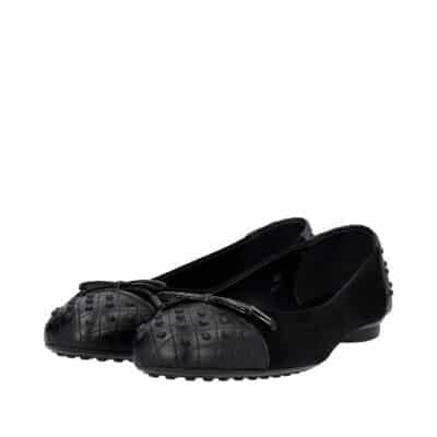 Product TOD'S Suede/Leather Bow Accent Ballerina Flats Black