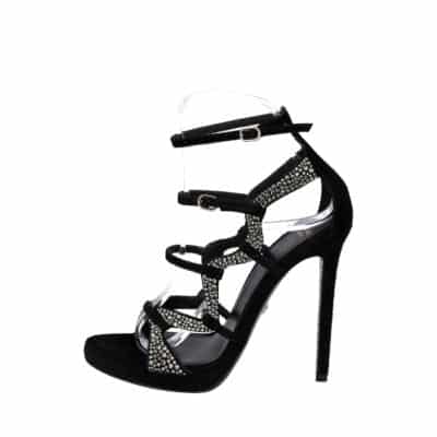 Product VERSACE Suede Crystal Embellished Gladiator Sandals Black